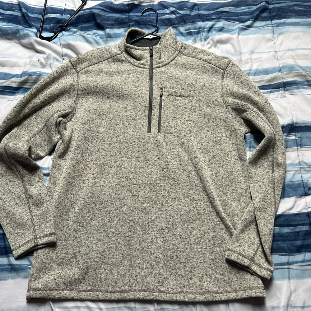 Eddie Bauer Gray Heather Quarter-Zip Pullover
